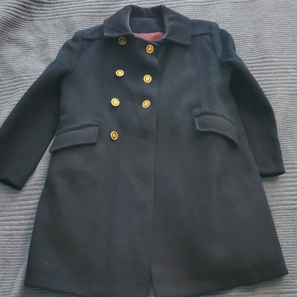 Stylish Vintage Black Peacoat with Gold Buttons